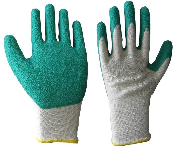 LA608BZ 13 gauage  bamboo fiber liner foam latex gloves